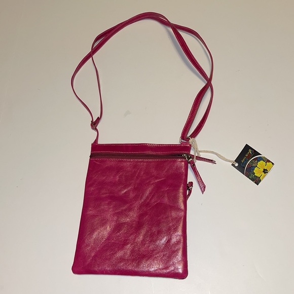 🆕 Handmade Fuchsia Leather Crossbody Bag from Colombia - Picture 3 of 6
